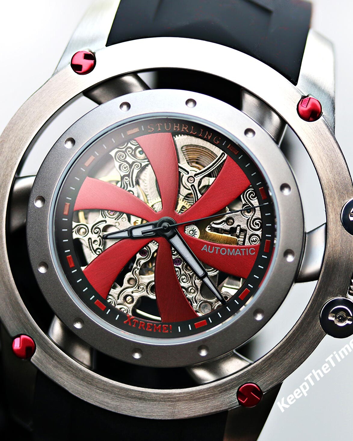 Stuhrling Xtreme Impulse XT Red Automatic Skeletonized Watch